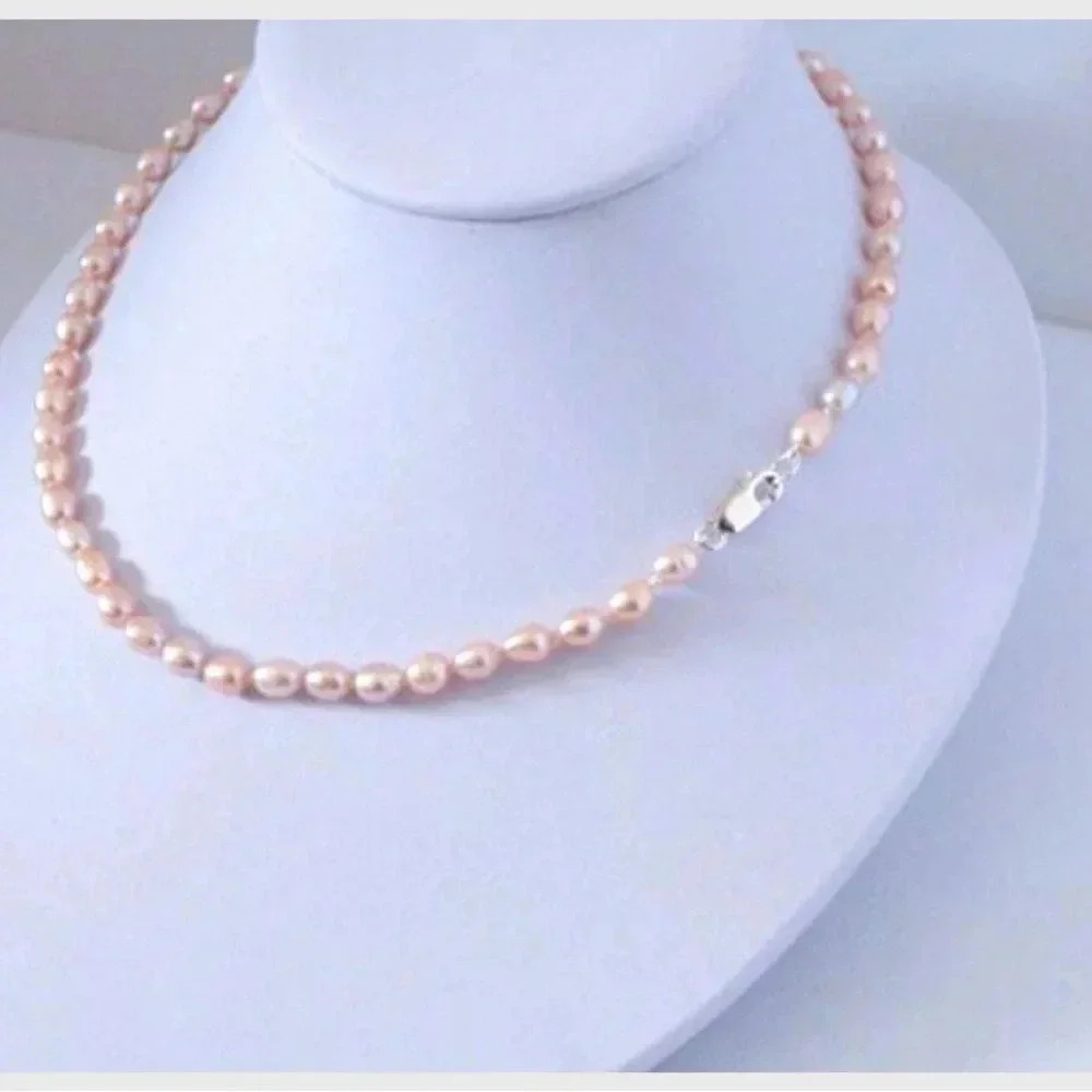 Natural Pearl Necklace, Peach Pearl Necklace, Hand Knotted Necklace,